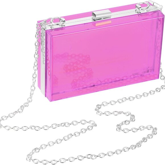 Women Acrylic Clear Clutch Purse Handbag Crossbody Chain for Wedding Party in Pu - Picture 1 of 6